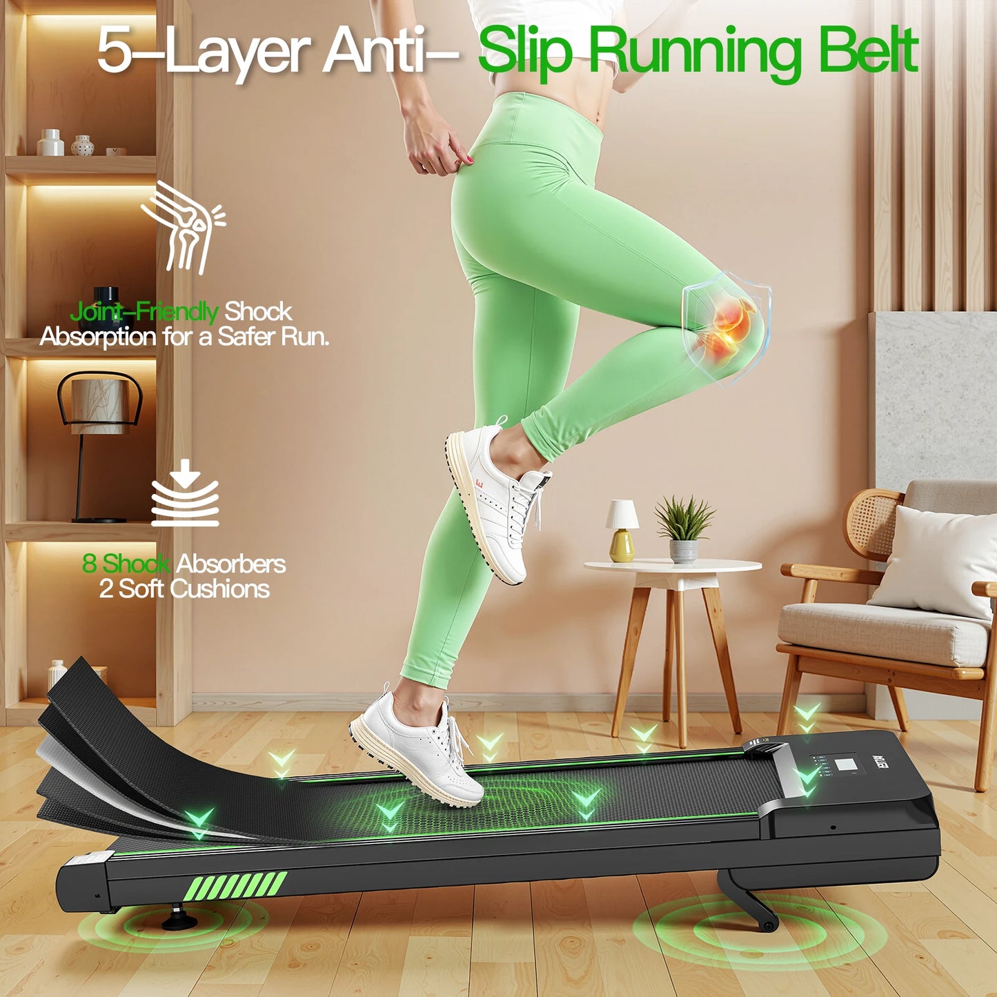AKLUER Walking Pad With 12 Percent Auto Incline 2.5HP Treadmill