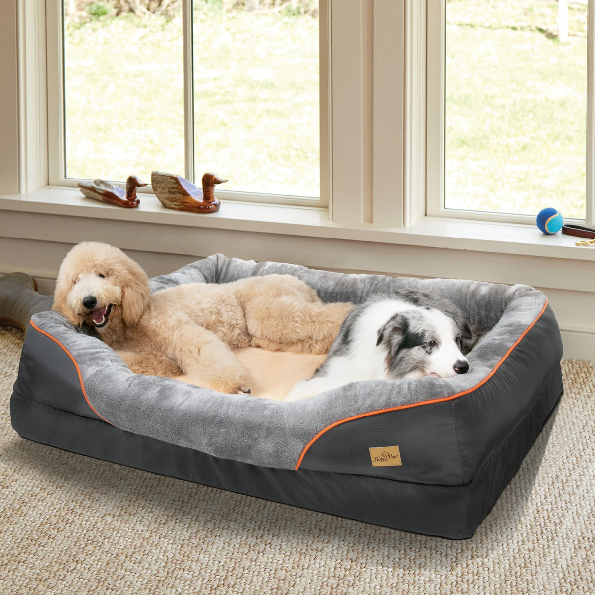 BINGOPAW Waterproof Washable Fleece Dog Bed With Removable Cover