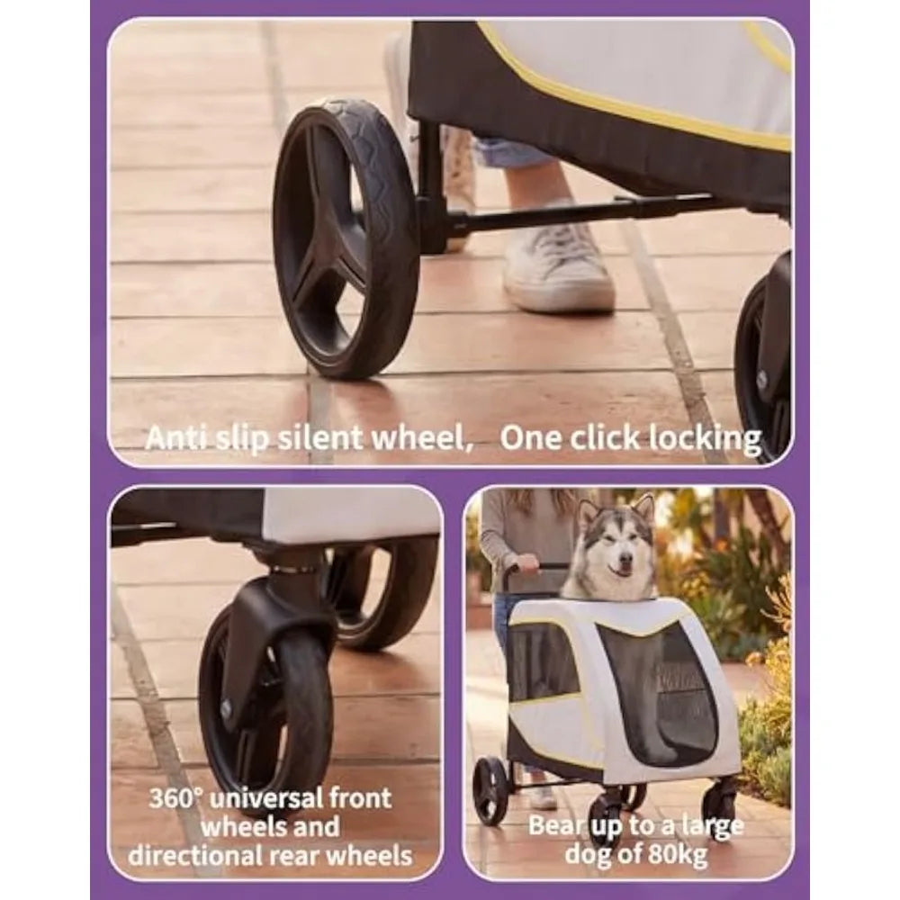 Garvee Foldable Pet Stroller For Dogs And Cats Breathable Carrier
