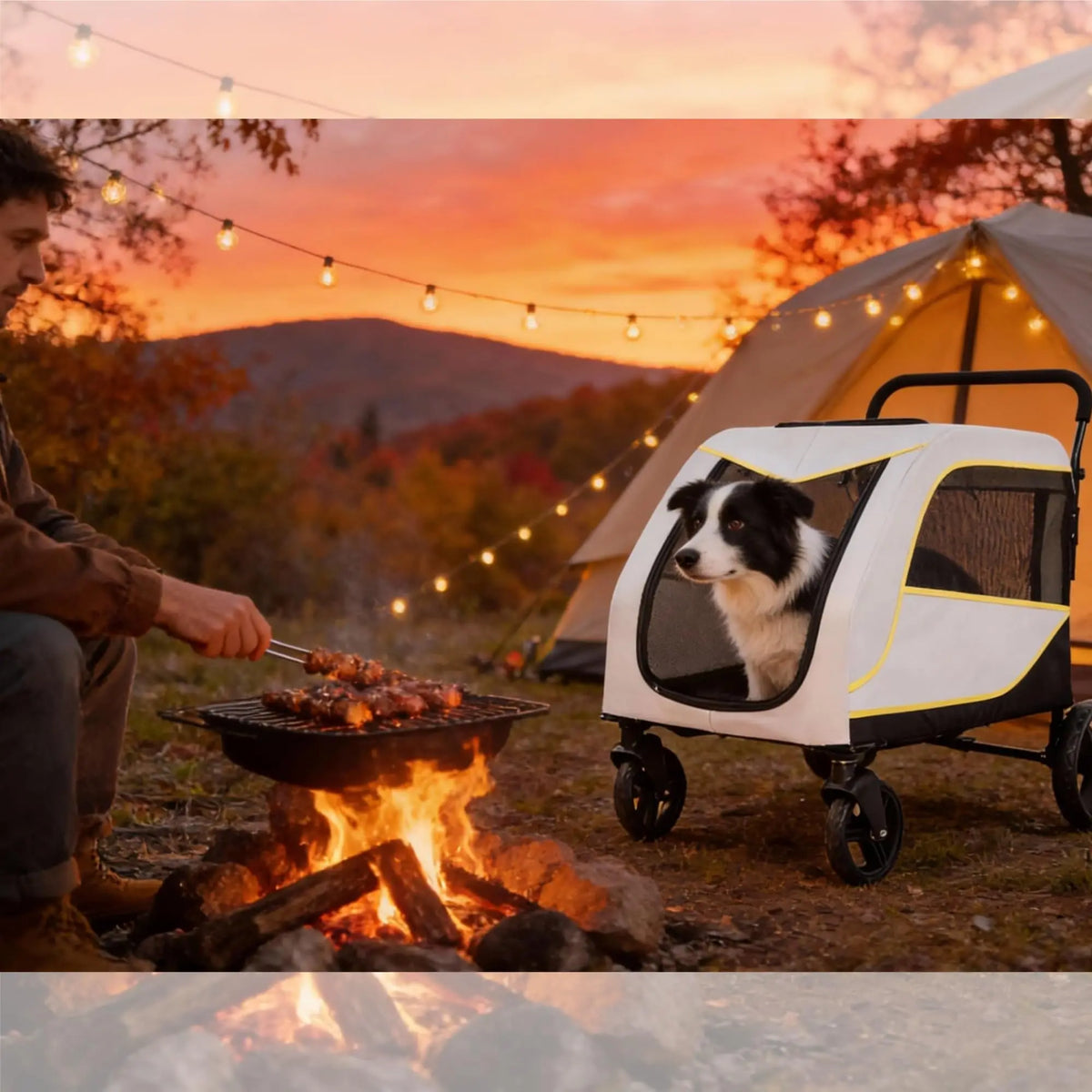 Foldable Dog Stroller With Breathable Mesh Outdoor Pet Carrier