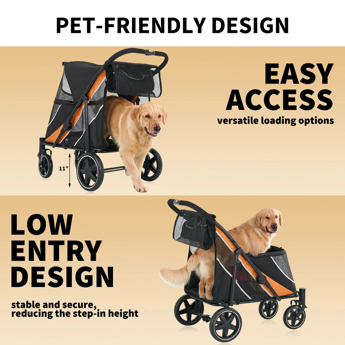 Folding Pet Stroller Four Wheel Dog And Cat Travel Carrier