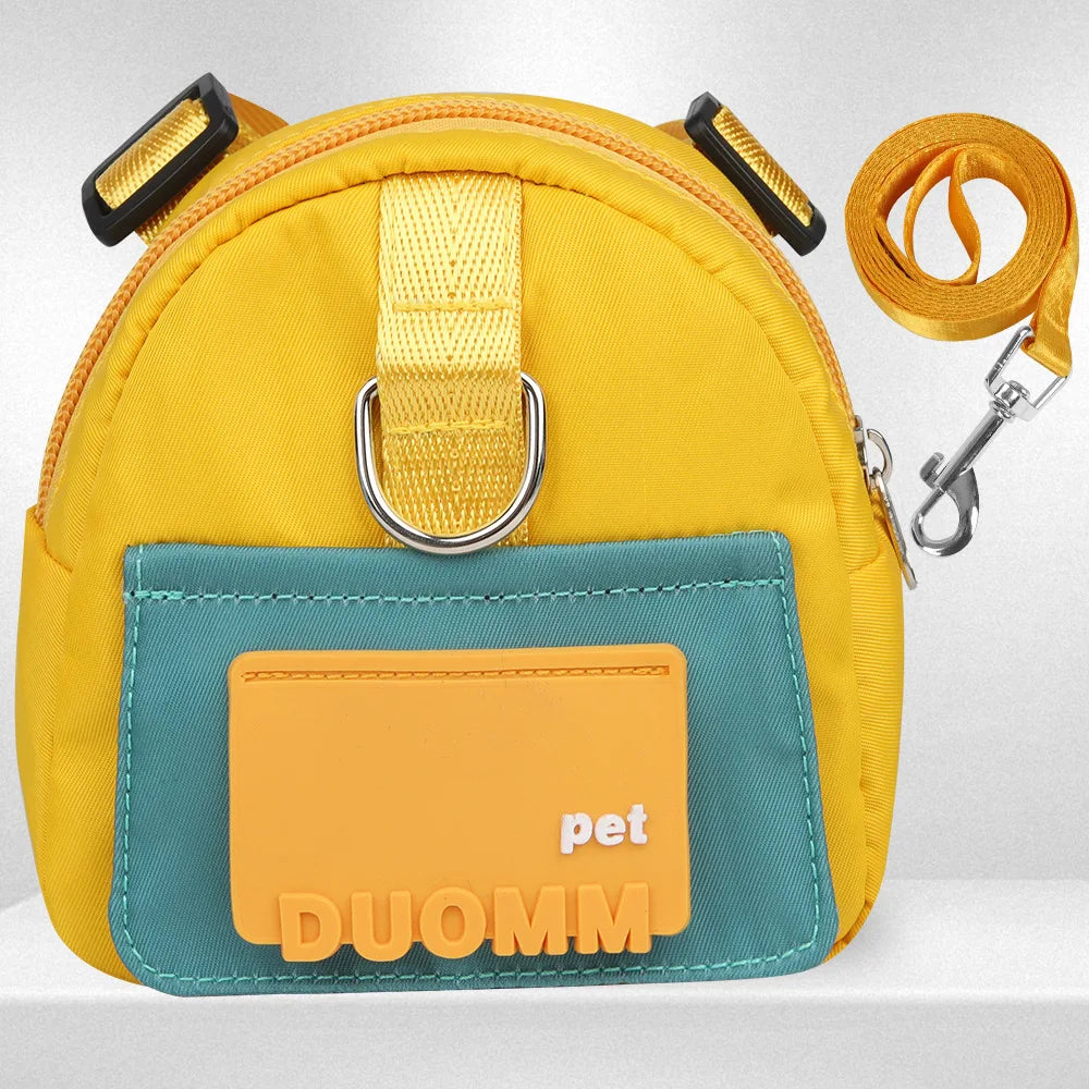 Cute Adjustable Pet Backpack With Harness Leash And Treat Pouch