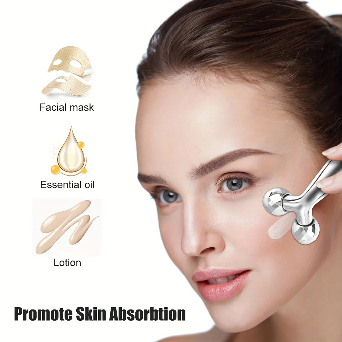 Stainless Steel Gua Sha Facial Tool 3D Roller Massager Eye Massager