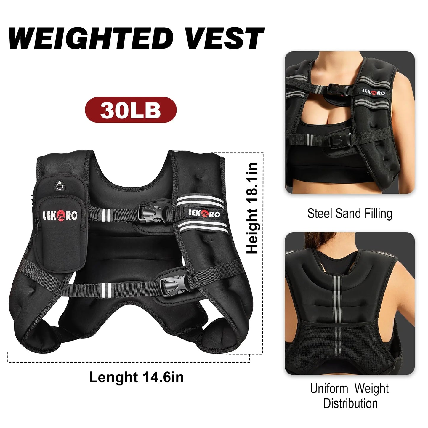 Weighted Vest For Men And Women With Reflective Strips For Running And Walking