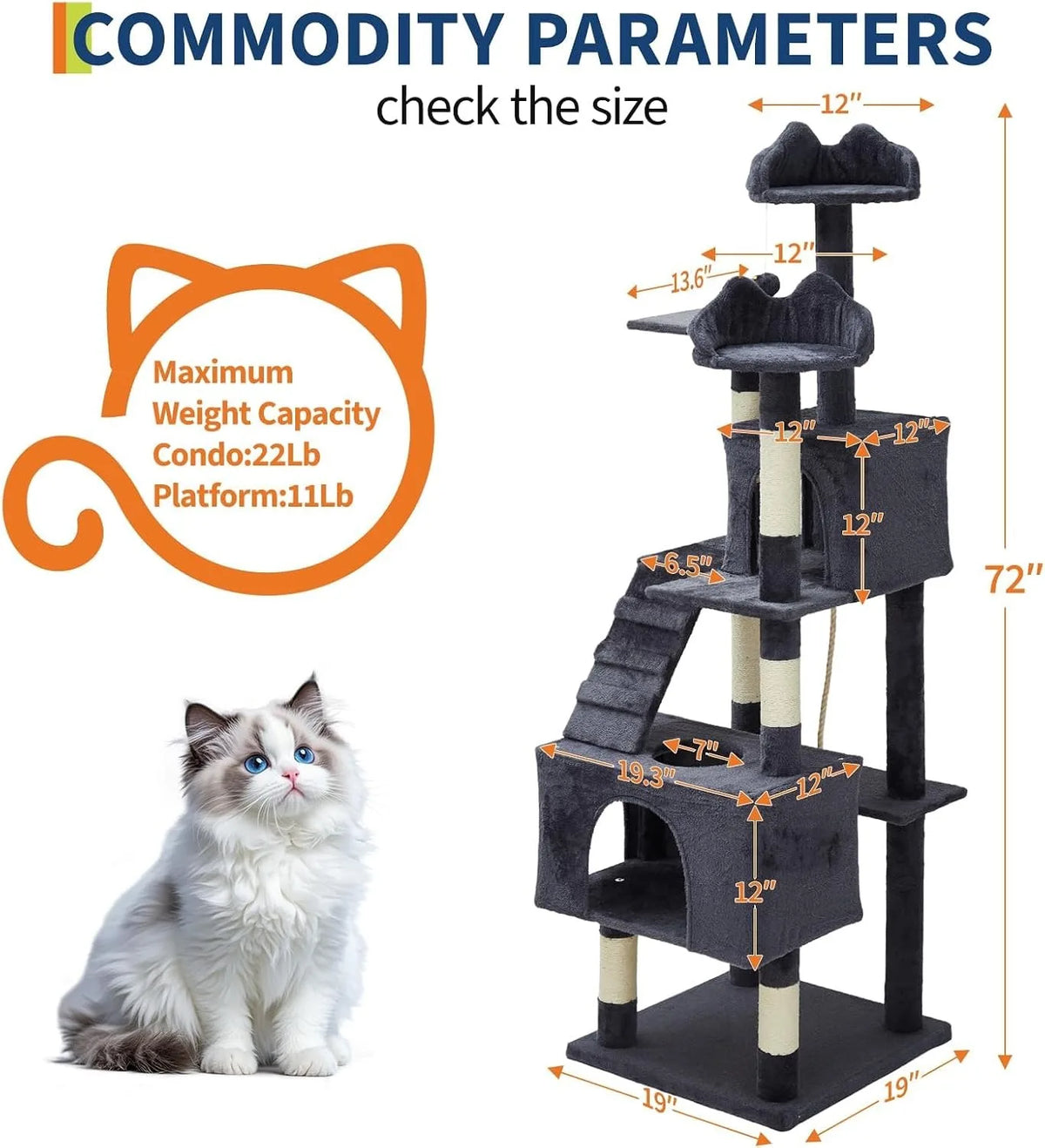 HOSSLLY Multi-Level Cat Tree Tower With Scratching Posts And Hammock