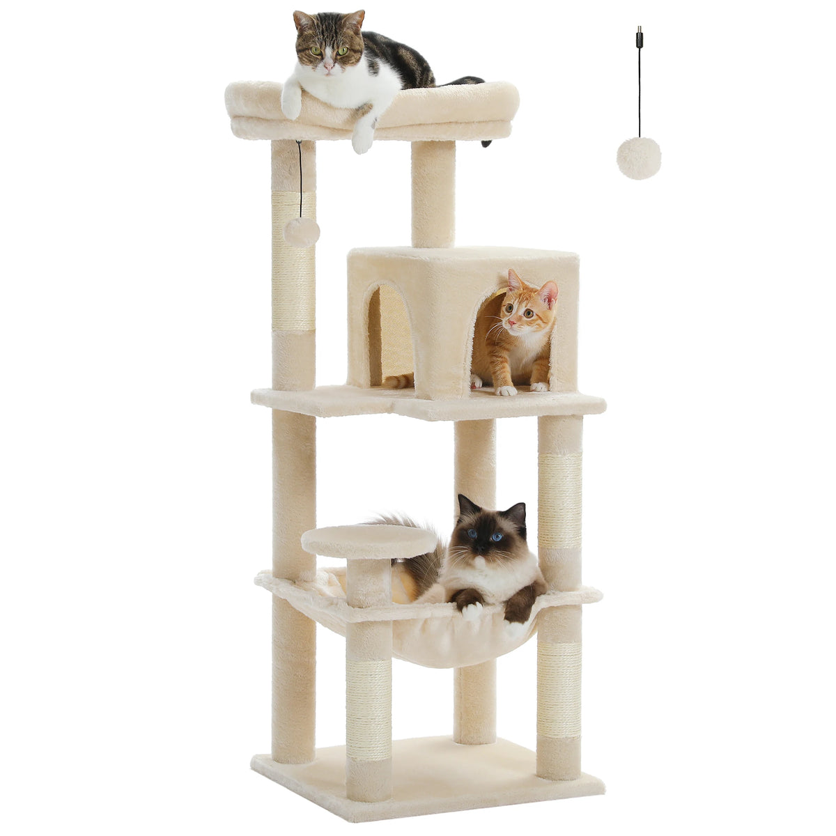 PETEPELA Indoor Cat Tree Tower With Hammock Condo And Perch