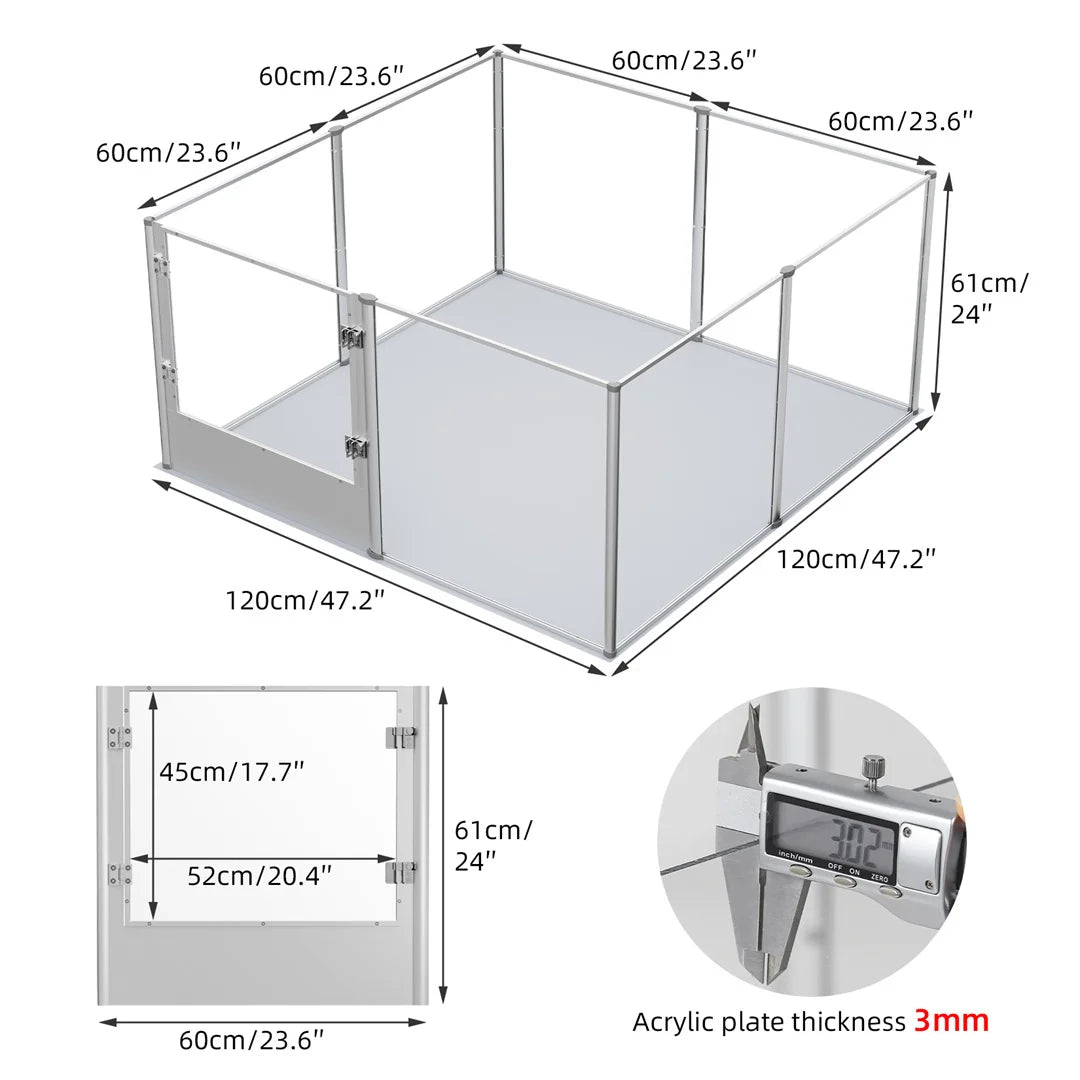 BINGOPAW Clear Acrylic Pet Playpen Whelping Pen Cage Waterproof Pad