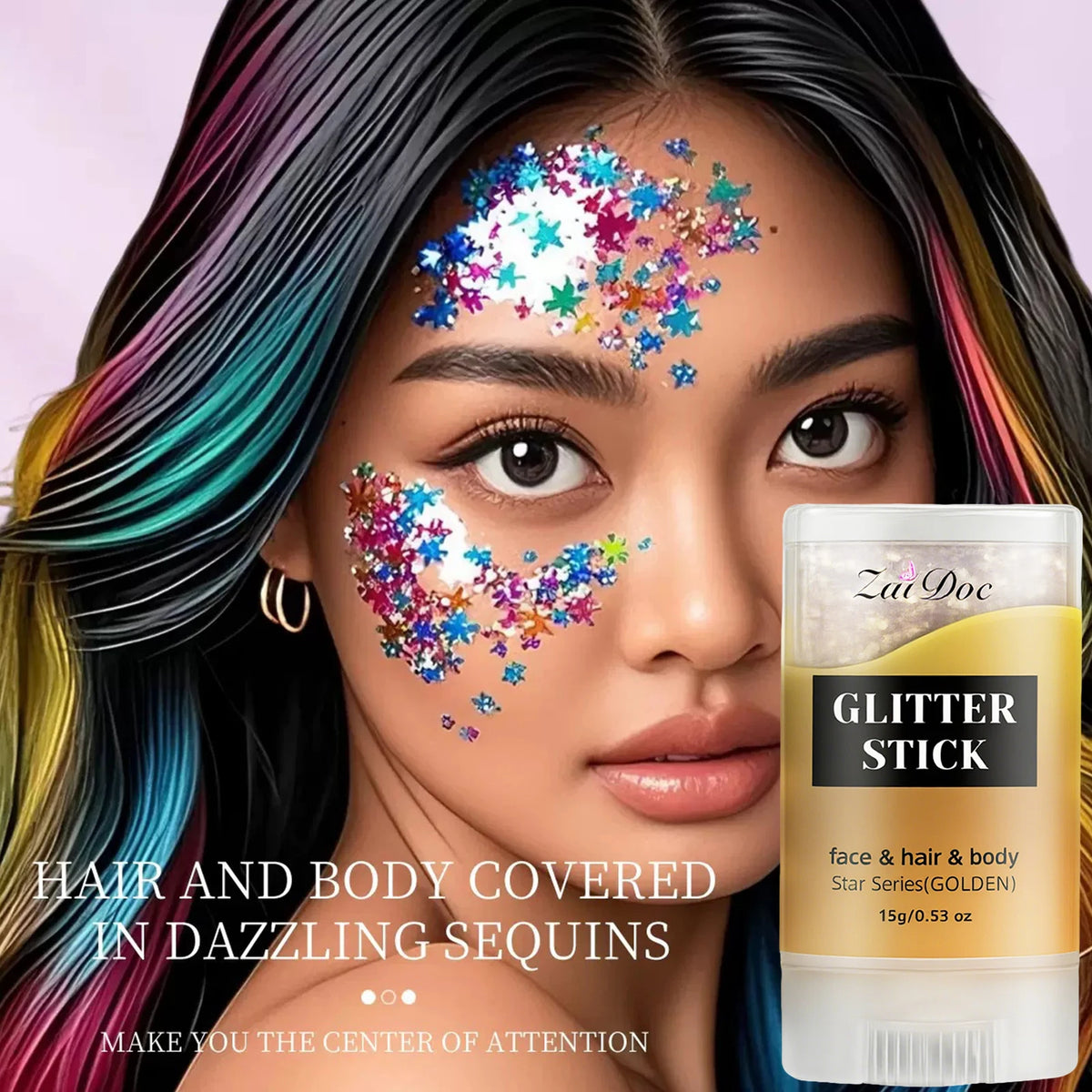 ZaiDoc 12pcs Glitter Stick 6 Colors 15g Each Shimmer Makeup for Face Hair Body Sparkling Cosmetic Glitter for Party Festival Rave SkinFriendly Easy to Use