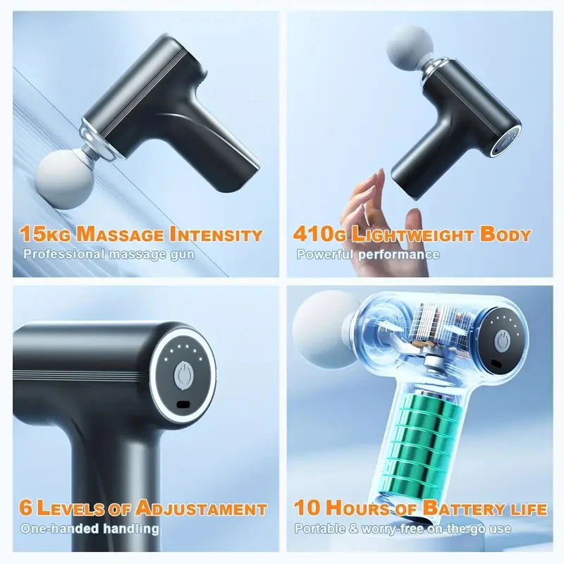 Portable Electric Massage Gun With Four Heads For Deep Tissue Relief