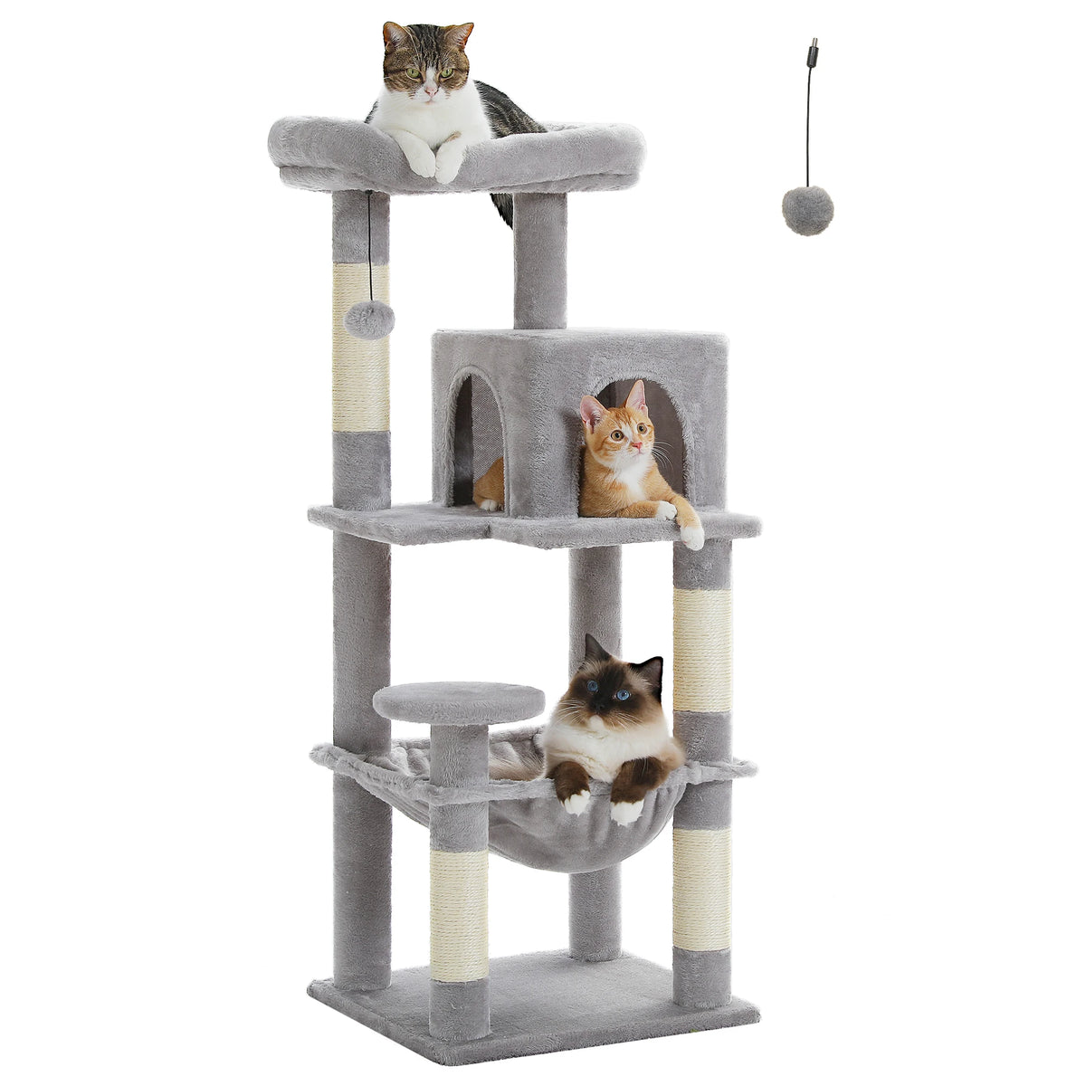 PETEPELA Indoor Cat Tree Tower With Hammock Condo And Perch