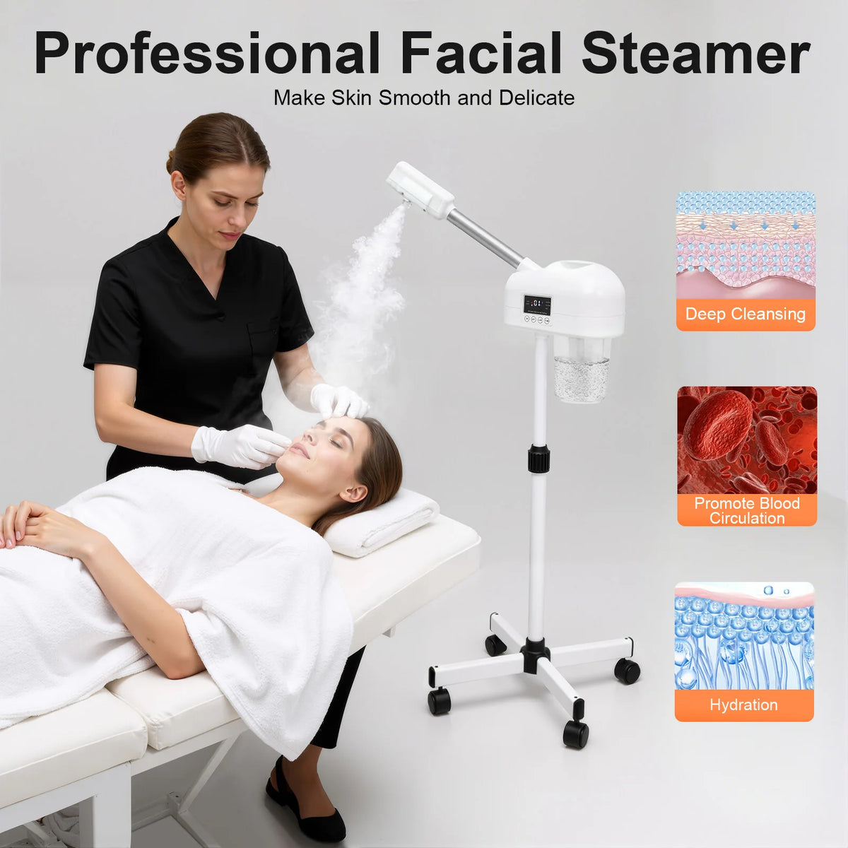 Bymaocar Adjustable Facial Steamer Ozone Steam Machine For Spa Skincare