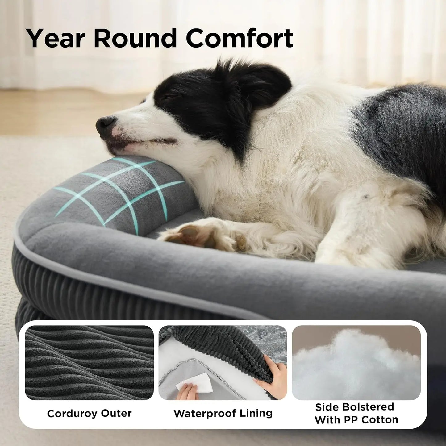 Bedsure Orthopedic Dog Bed Bolster Sofa For Senior Dogs