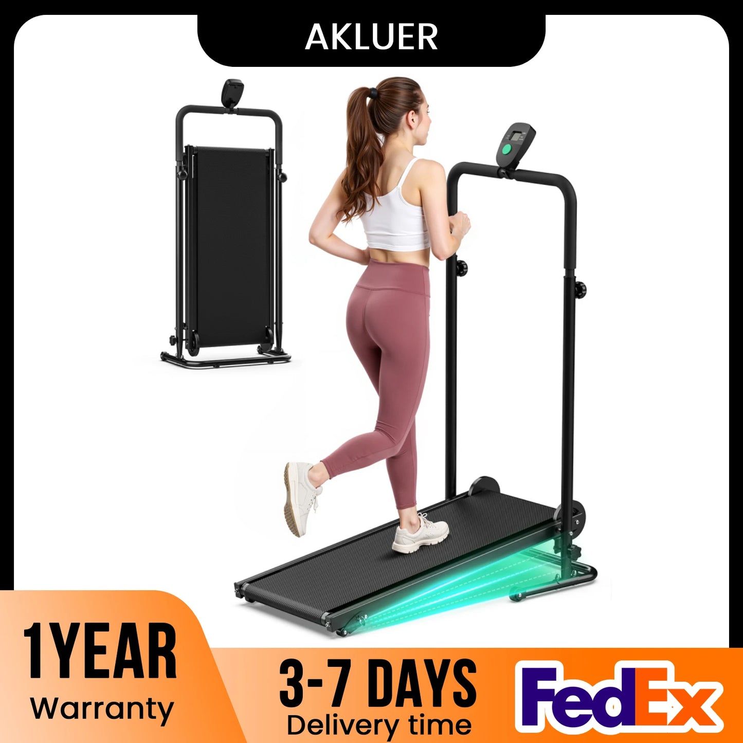 AKLUER Non Electric Treadmill With Dual Flywheel And Adjustable Incline