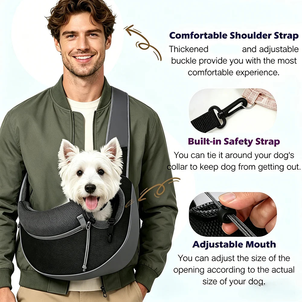 Breathable Pet Sling Carrier for Small Dogs and Cats