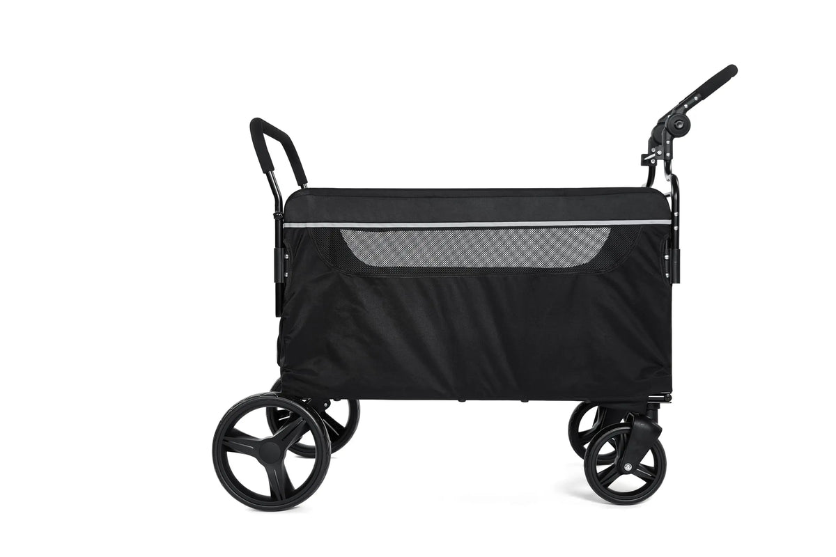 Foldable Pet Stroller Wagon With Mesh Windows And Safety Tether