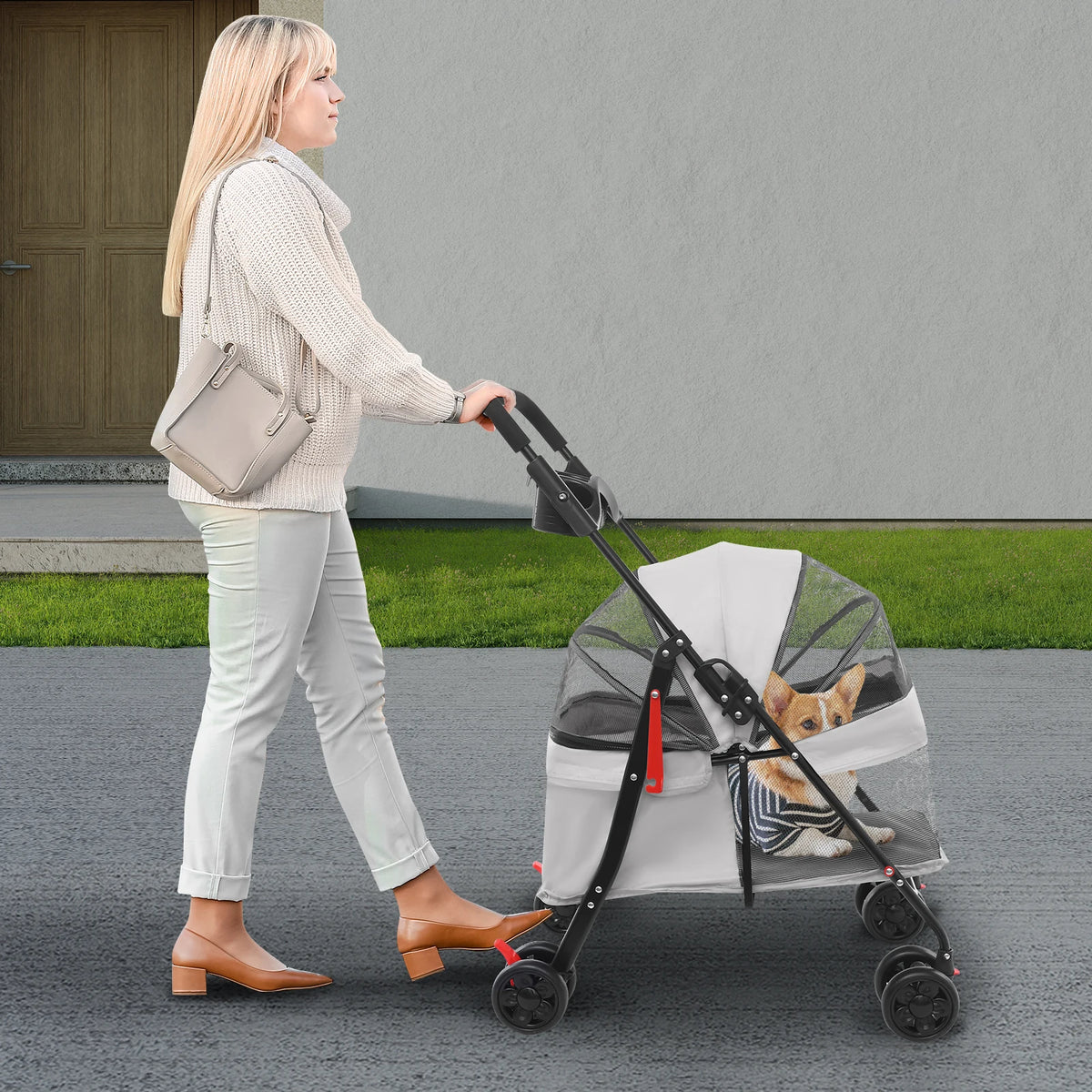 Bymaocar Foldable Pet Stroller Travel Cart For Dogs And Cats