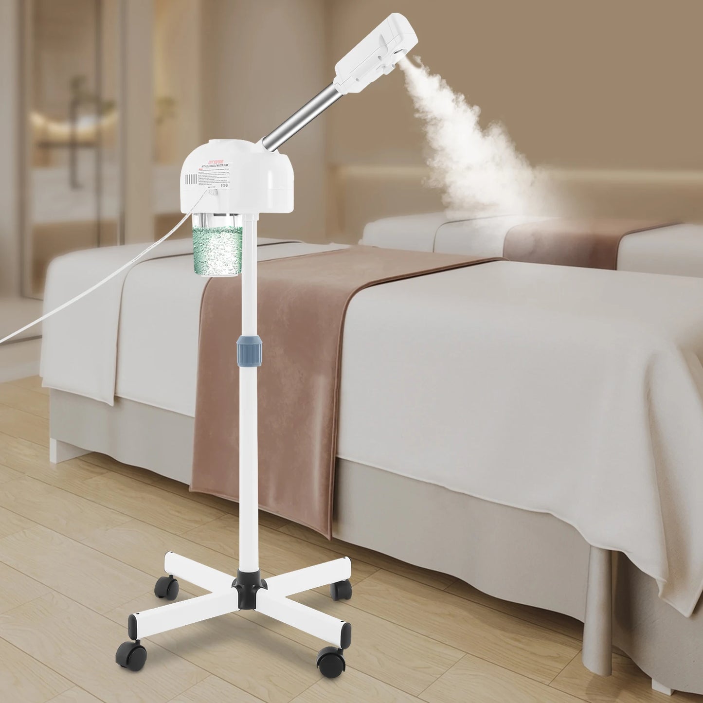 Ozone Facial Steamer On Wheels With Adjustable Height Rotatable Nozzle