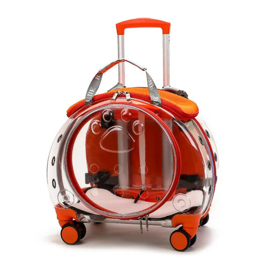 Pet Trolley Case With Clear Ventilation Holes And Silent Wheels Portable
