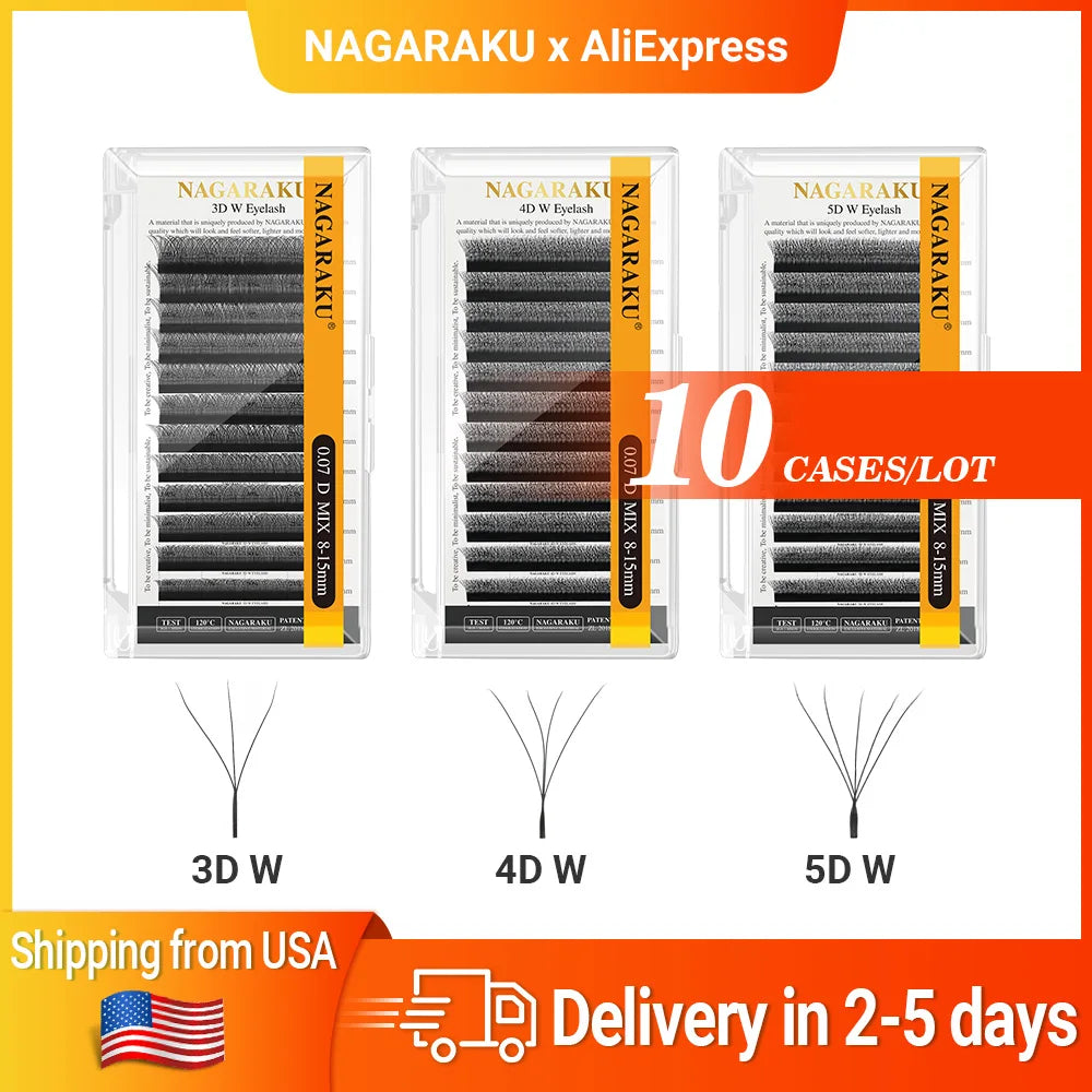 NAGARAKU W Shape 3D 4D 5D Synthetic Eyelash Extensions