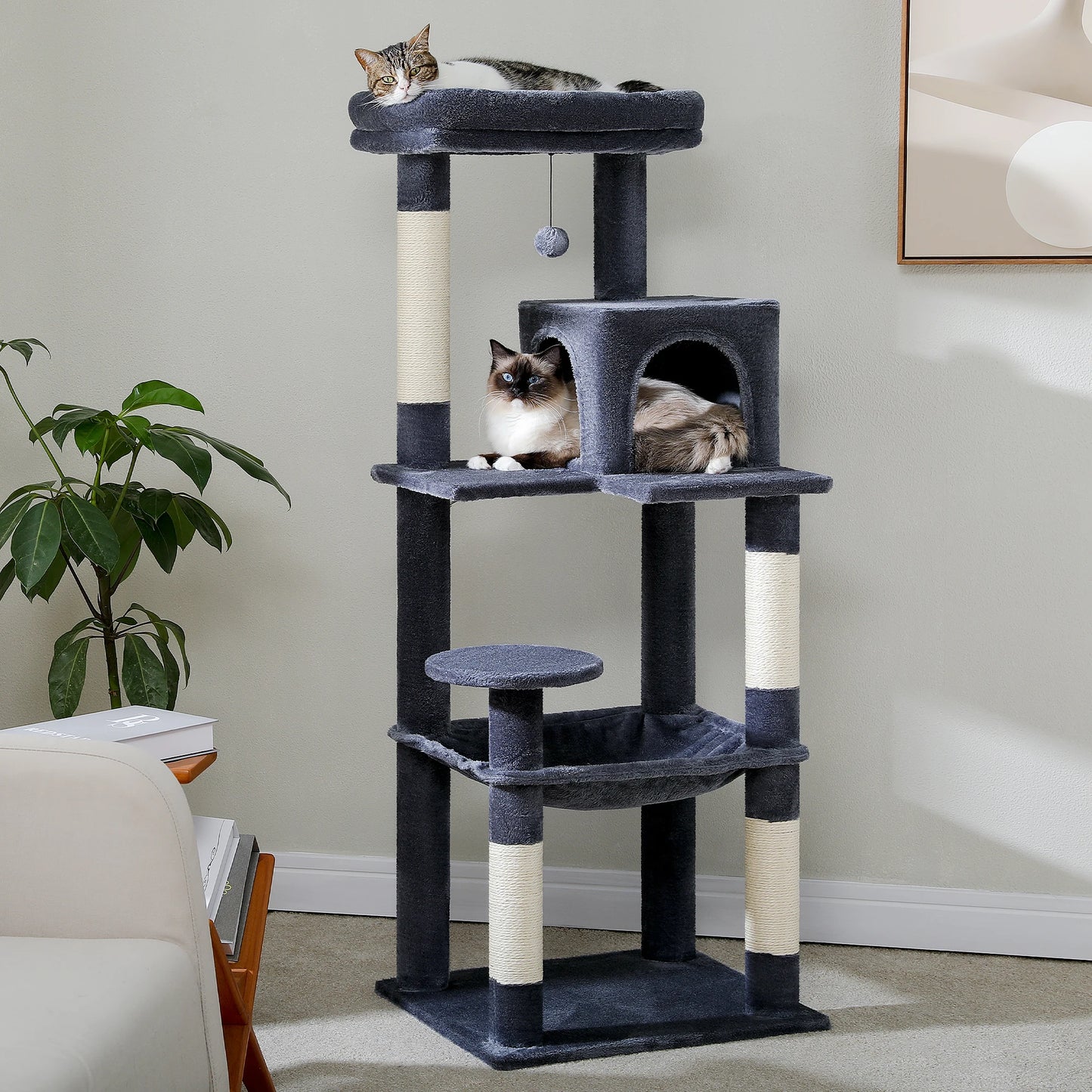 PAWZ Road Five Level Cat Tree For Indoor Cats With Hammock