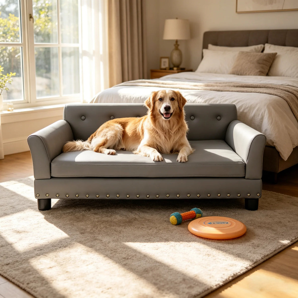 BINGOPAW Elevated Dog Sofa Bed With Waterproof Microfiber Cover
