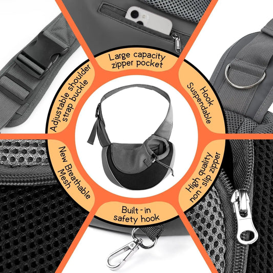 Pet Sling Carrier For Small Dogs And Cats With Breathable Mesh And Safe Hook