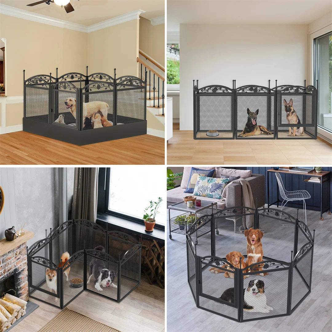 BINGOPAW 8 Panel Heavy Duty Dog Playpen Outdoor Indoor Iron Waterproof Pad