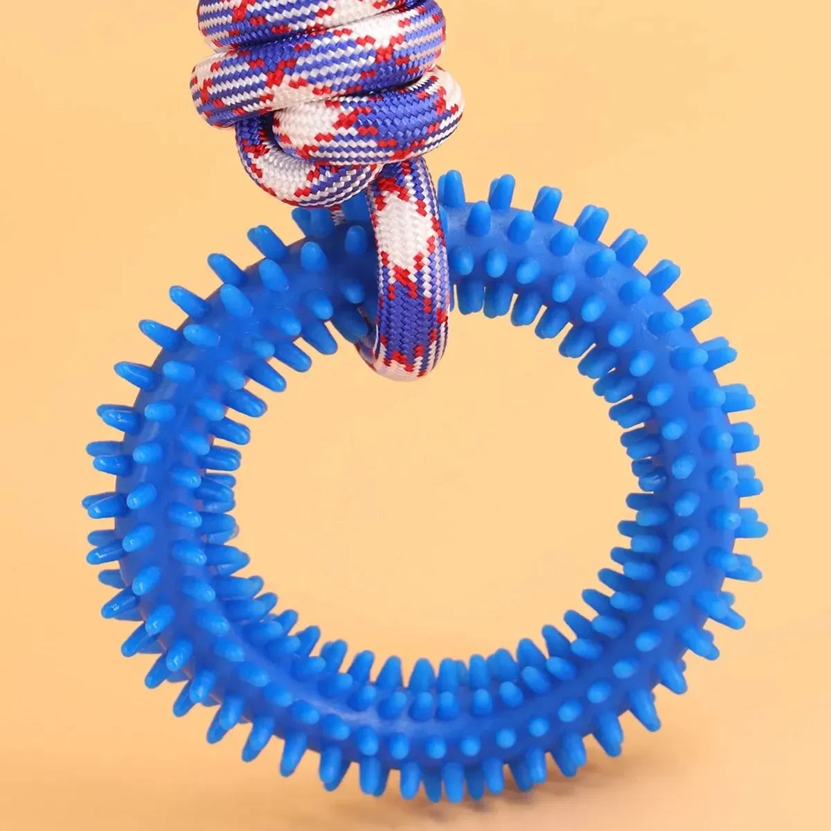 Durable Nylon Rope Dog Chew Toys Colorful Woven Knot Rubber