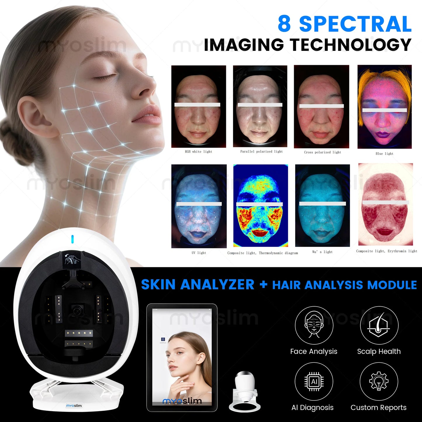 MYOSLIM AISIA Q1 3D AI Facial Skin Analyzer For Beauty