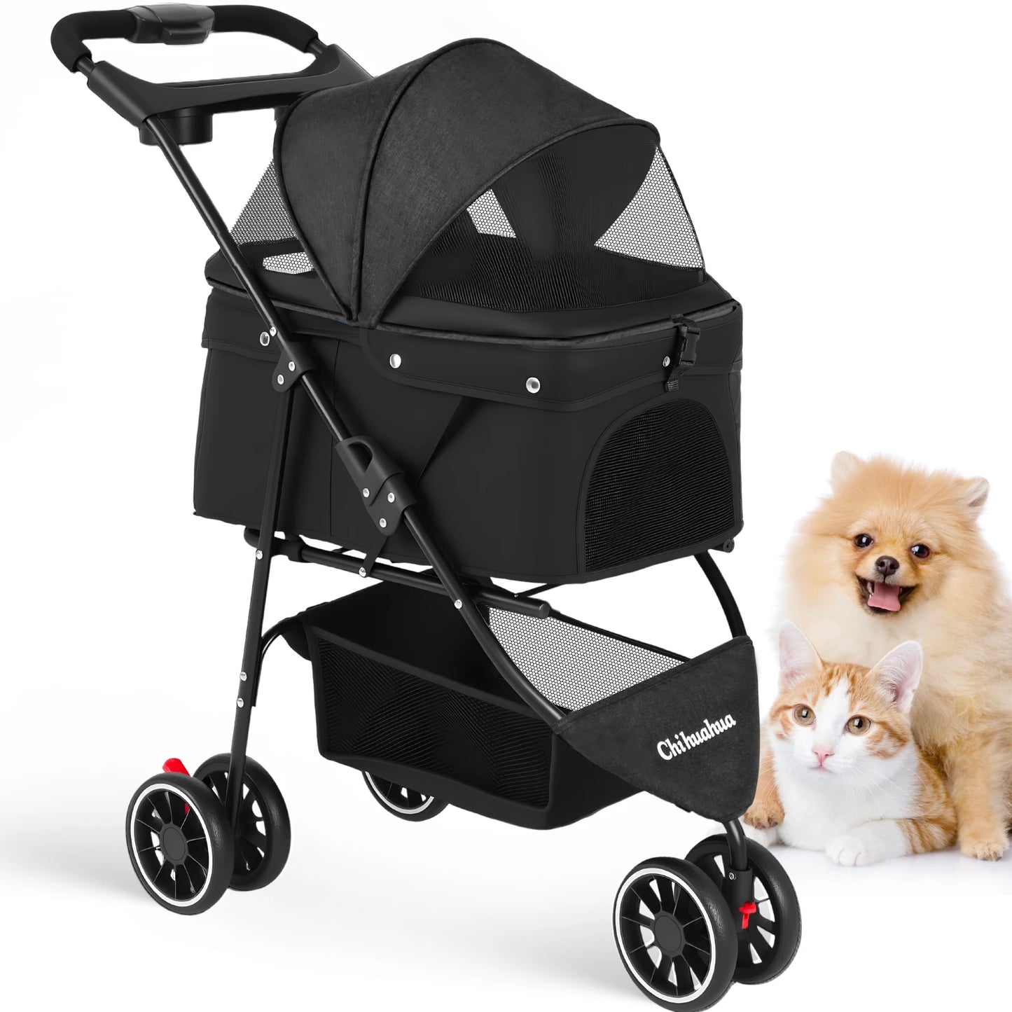 Chihuahua Pet Stroller Foldable for Small Medium Cats and Dogs