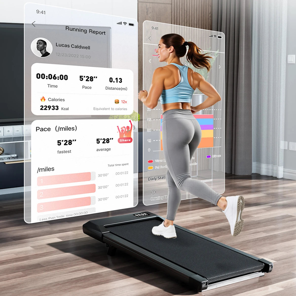 Superun Foldable Under Desk Walking Pad 2.5 HP Quiet Treadmill