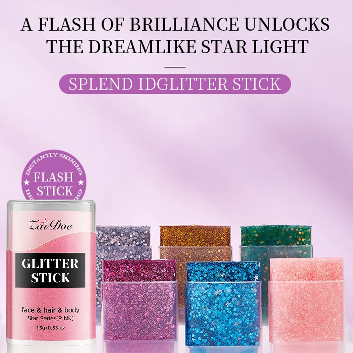 ZaiDoc 12pcs Glitter Stick 6 Colors 15g Each Shimmer Makeup for Face Hair Body Sparkling Cosmetic Glitter for Party Festival Rave SkinFriendly Easy to Use