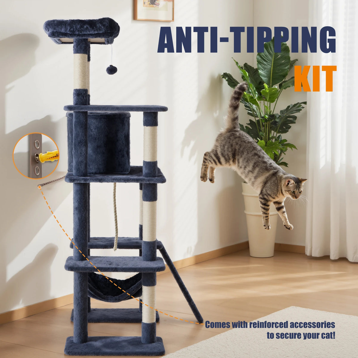 JHK Multilevel Cat Tree Tower With Sisal Scratching Posts