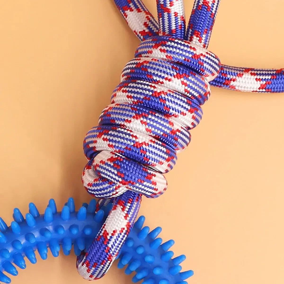 Durable Nylon Rope Dog Chew Toys Colorful Woven Knot Rubber