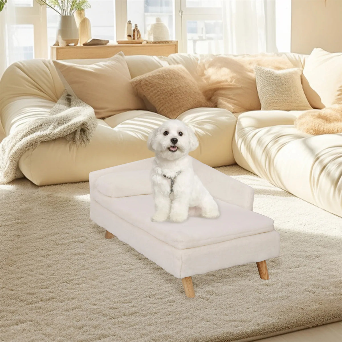 BINGOPAW Elevated Pet Sofa Bed With Waterproof Cozy Cushion