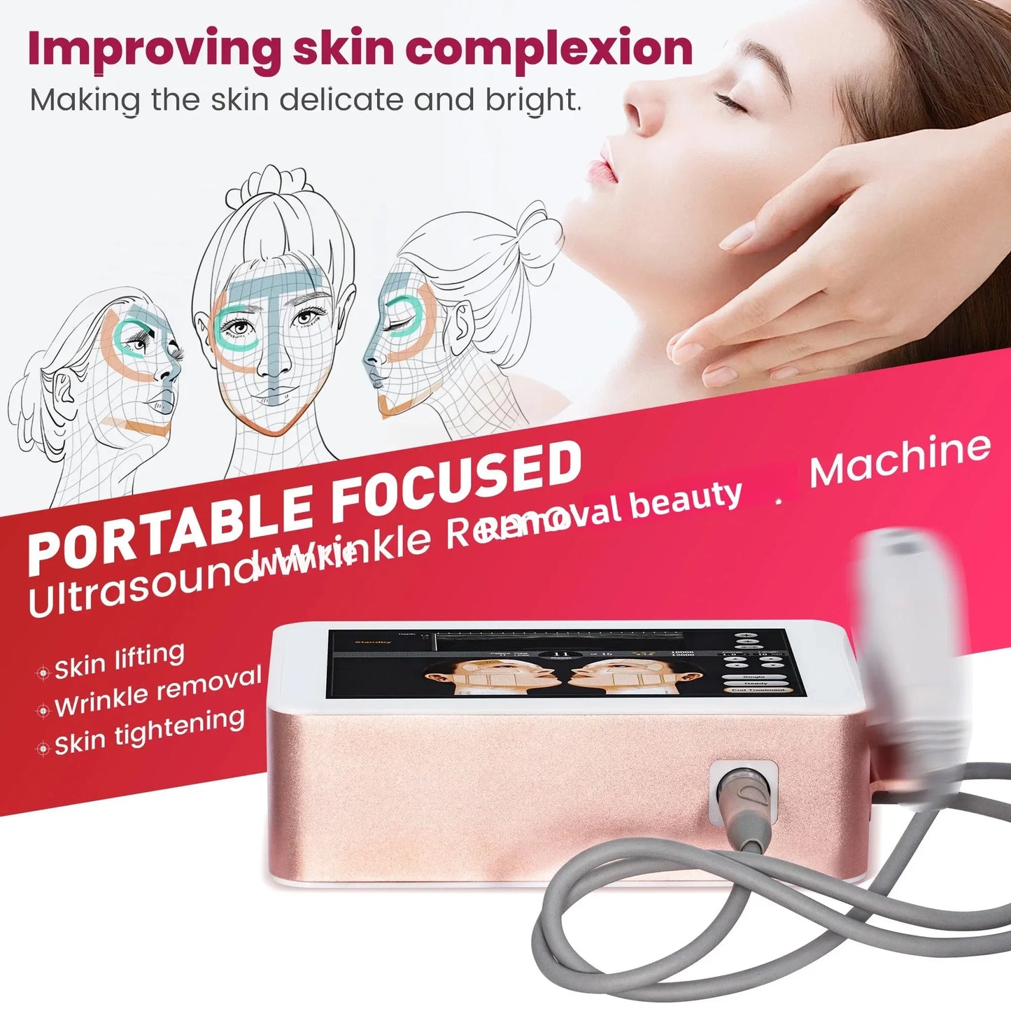 Portable 7D Lifting And Firming Beauty Instrument With Ultrasonic Technology