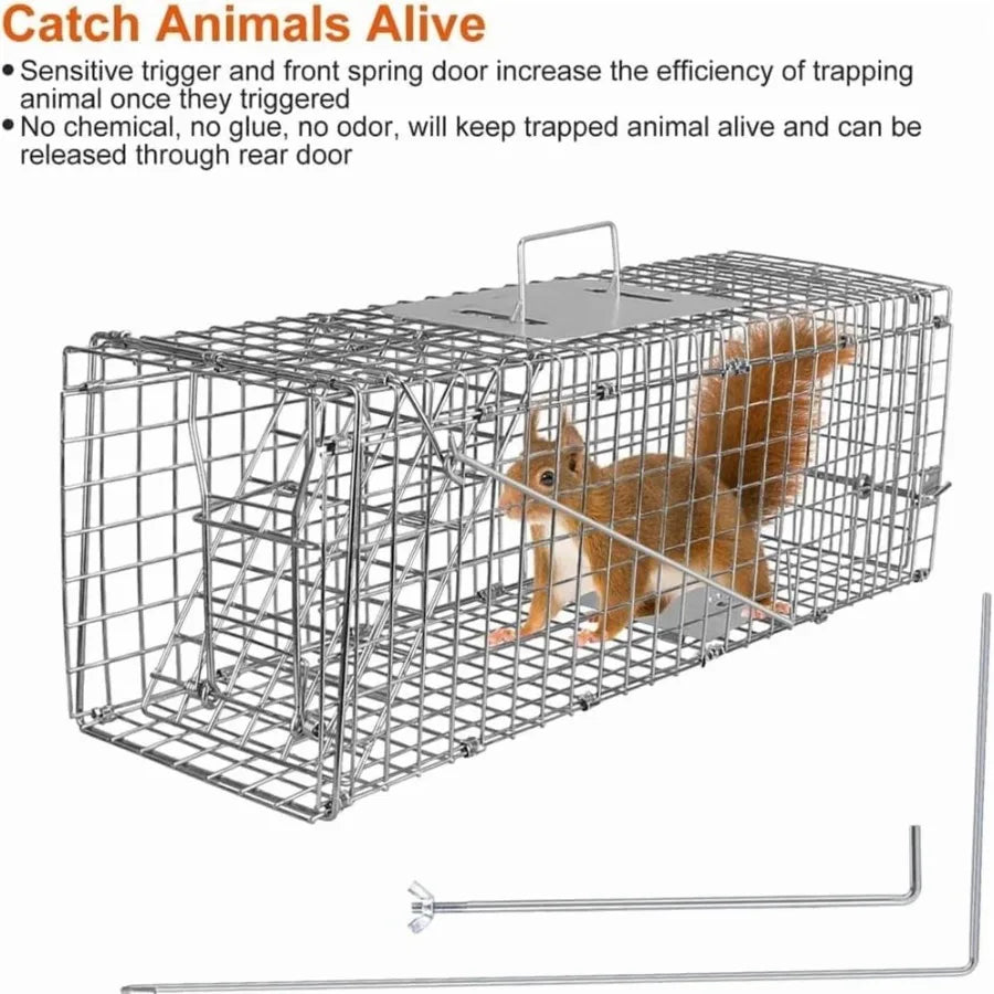 Animal Rescue Cage Galvanized Steel Folding Live Catch Cage Squirrels Rabbits