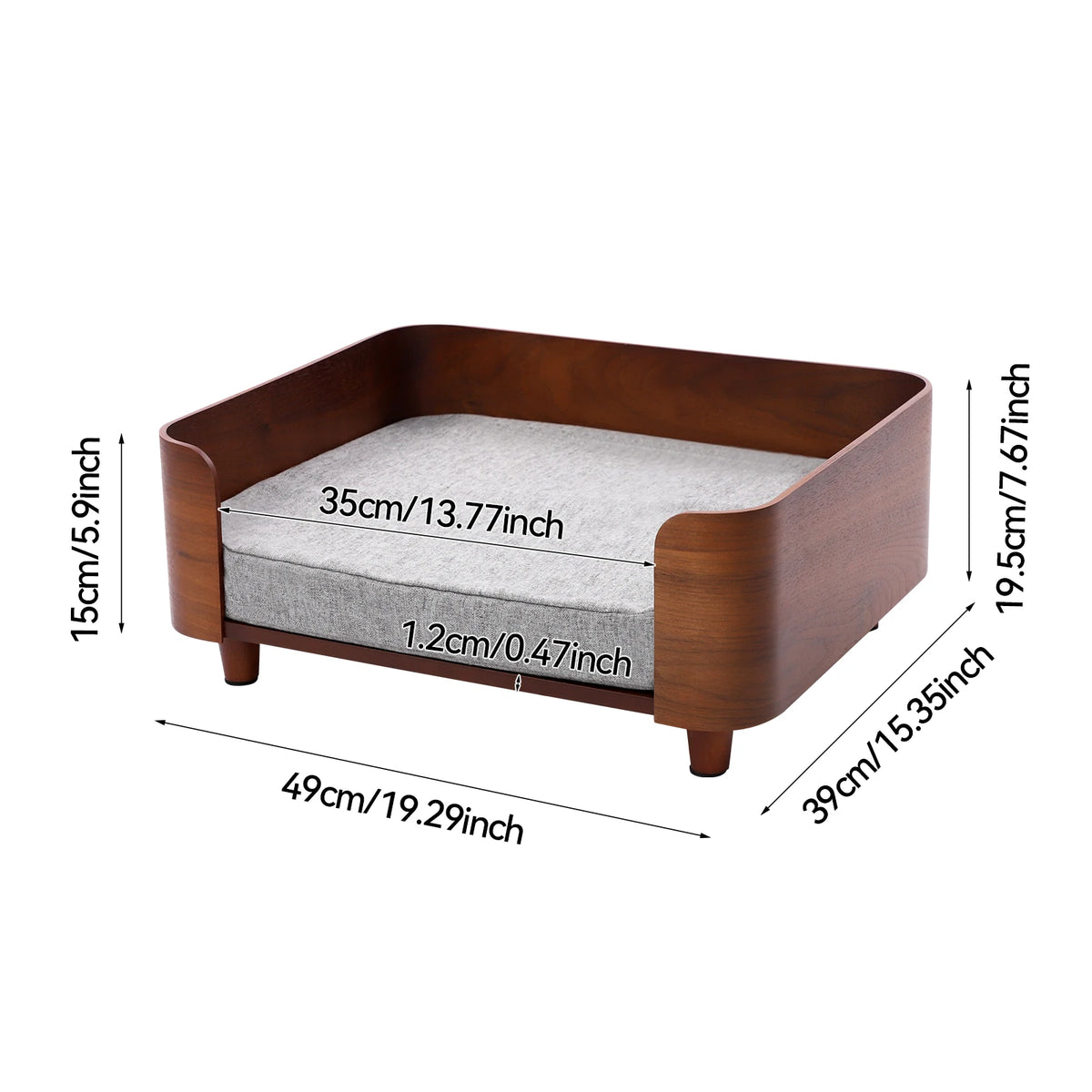 Elevated Pet Sofa Bed With Wood Legs Machine Washable