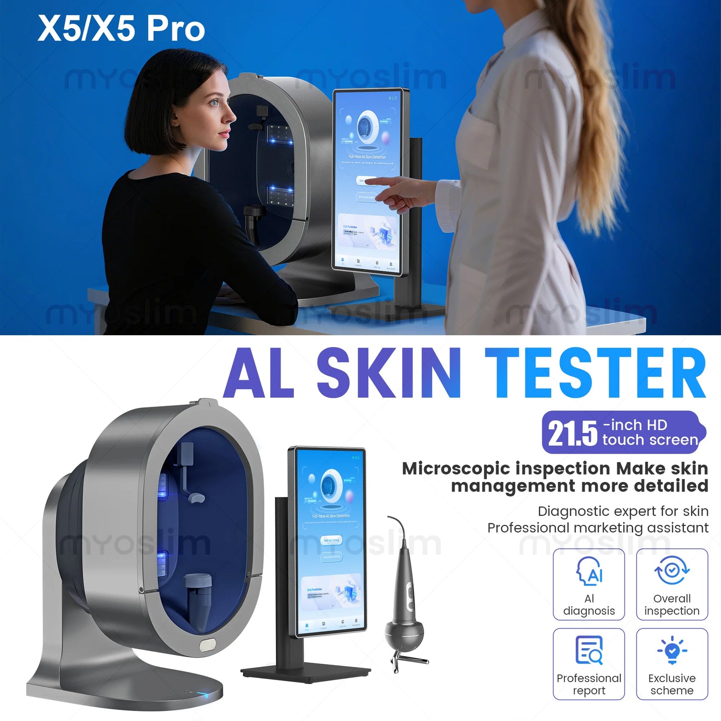 Emszero 3D AI Scalp Hair Analyzer Machine for Hair Salons