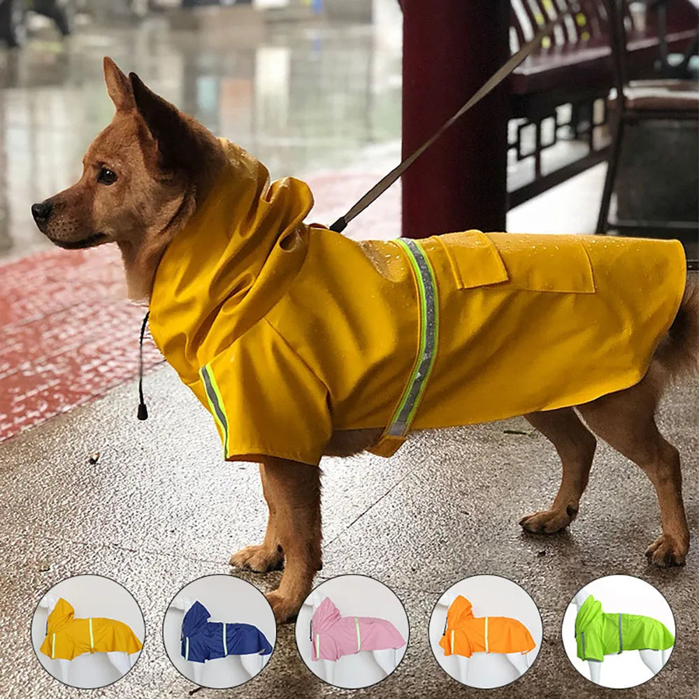 Dog Hooded Raincoat Reflective Waterproof Cloak Style For Dogs