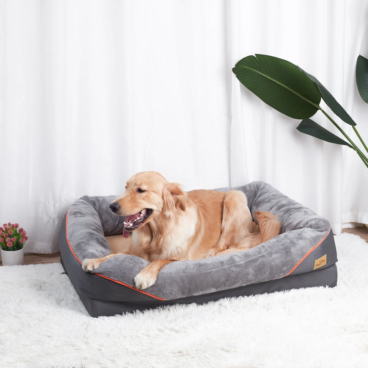 BINGOPAW Waterproof Washable Fleece Dog Bed With Removable Cover