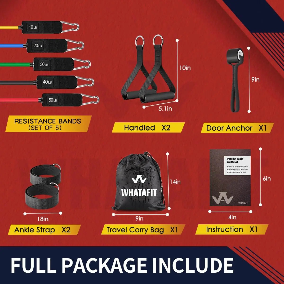 WHATAFIT Resistance Bands With Handles For Strength Training