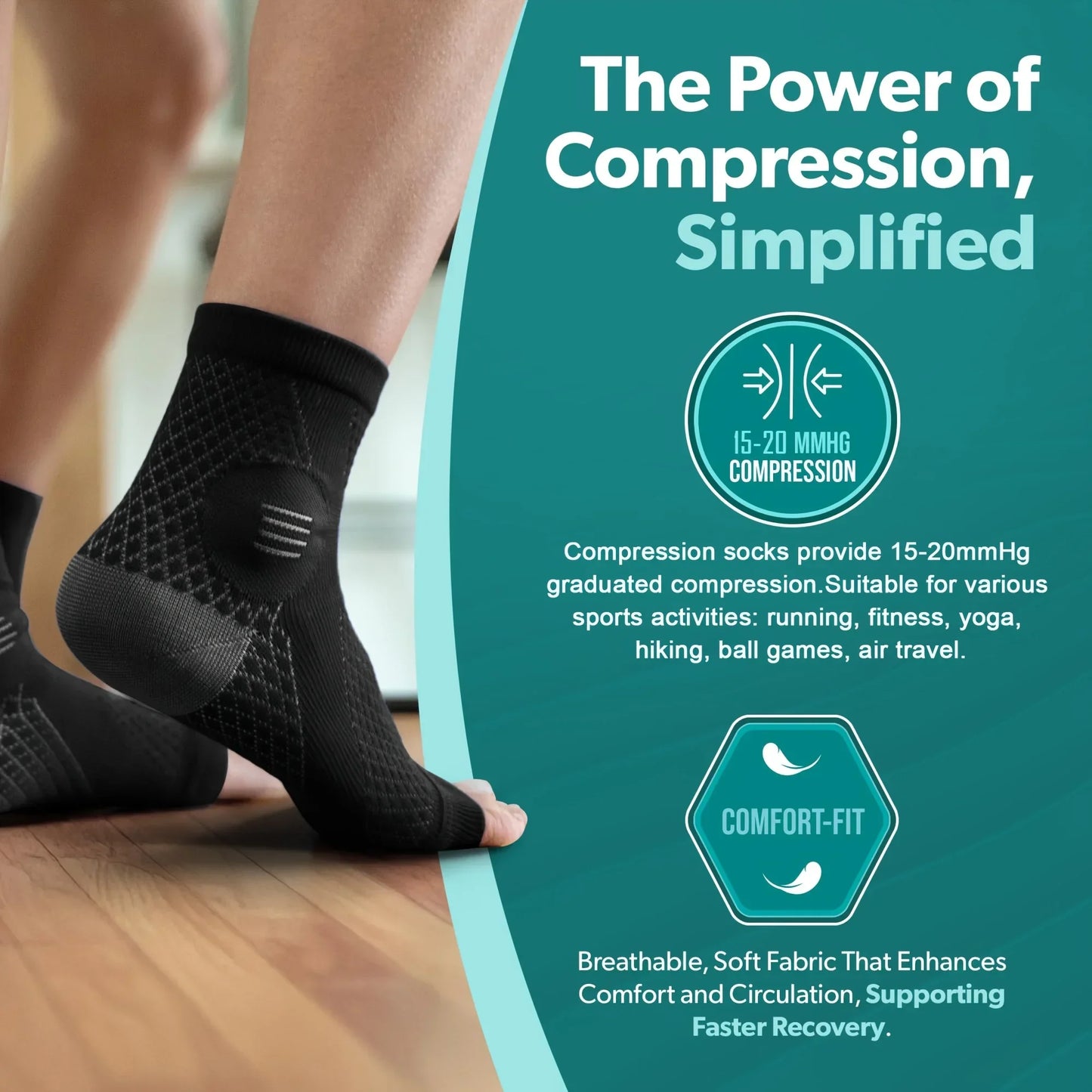 Ankle Compression Socks Open Toe With Arch Support Neuropathy