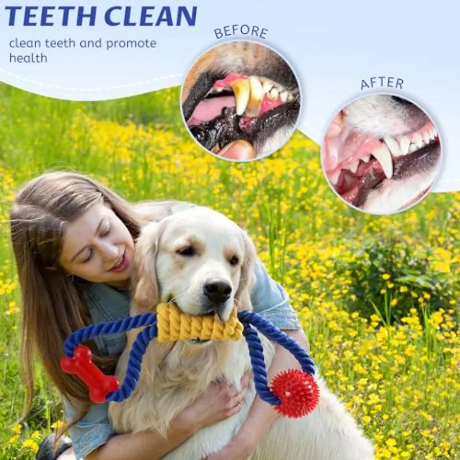 Interactive Dog Rope Tug Toy, Durable Chew And Pull Toy