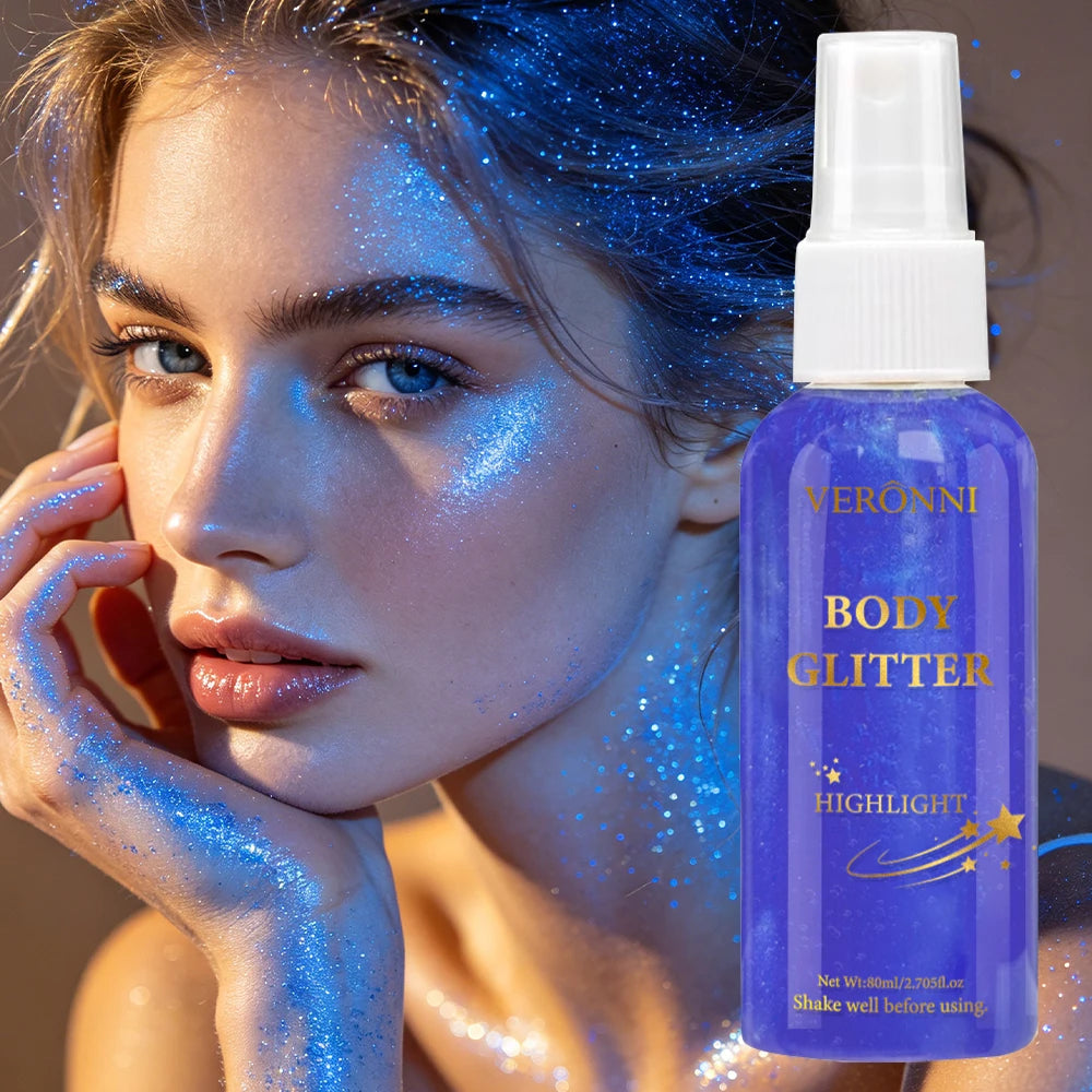 VERONNI Body Glitter Spray Shimmer Highlighter For Hair And Body