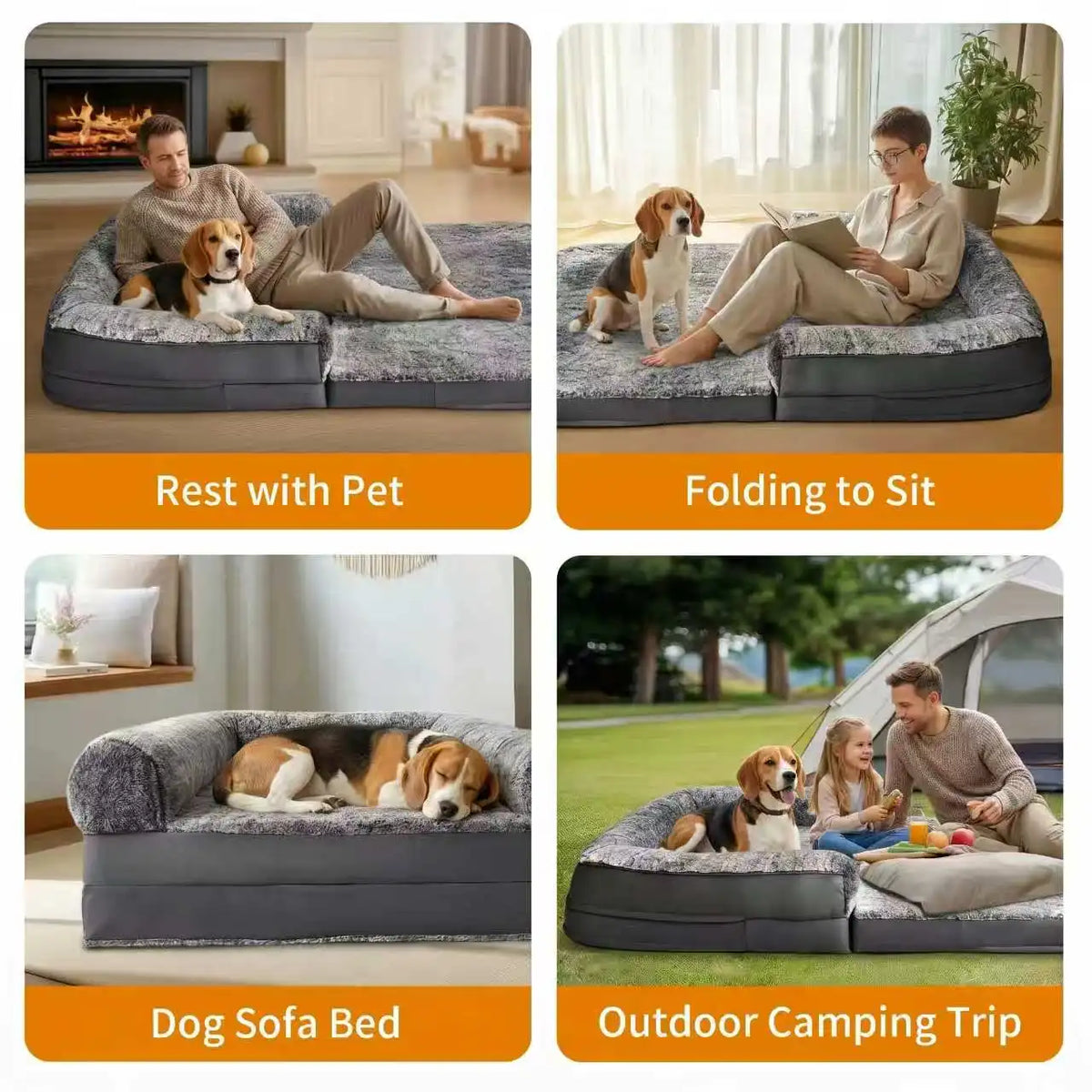 Bingopaw Giant Orthopedic Dog Bed With Washable Cover And Handles