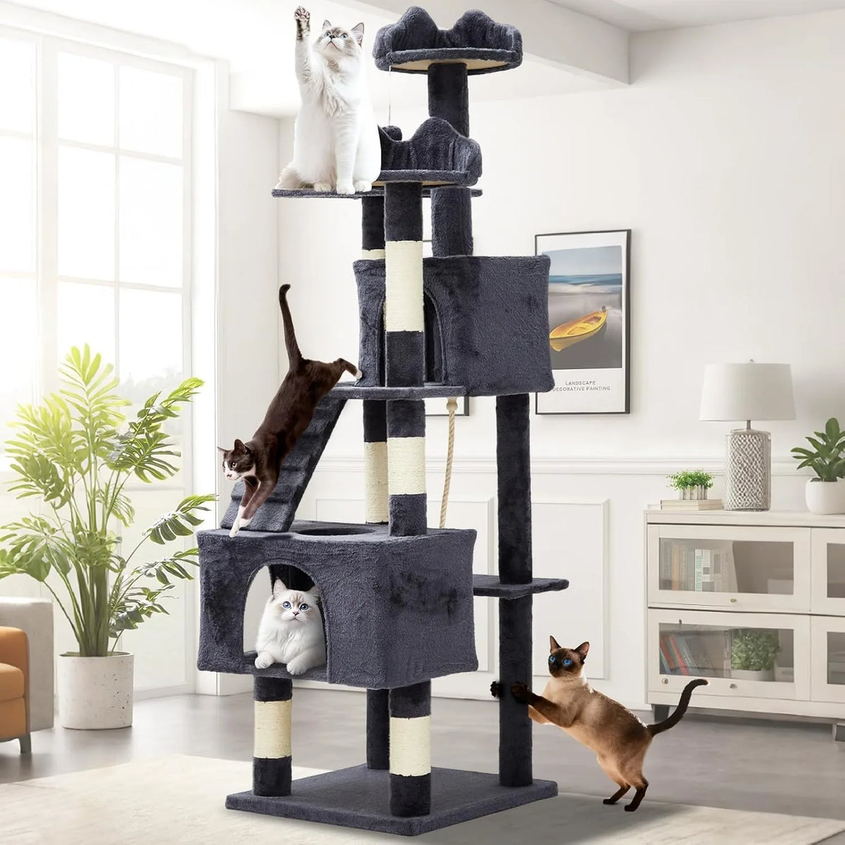 HOSSLLY Multi-Level Cat Tree Tower With Scratching Posts And Hammock