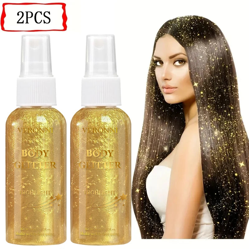 VERONNI Body Glitter Spray Shimmer Highlighter For Hair And Body
