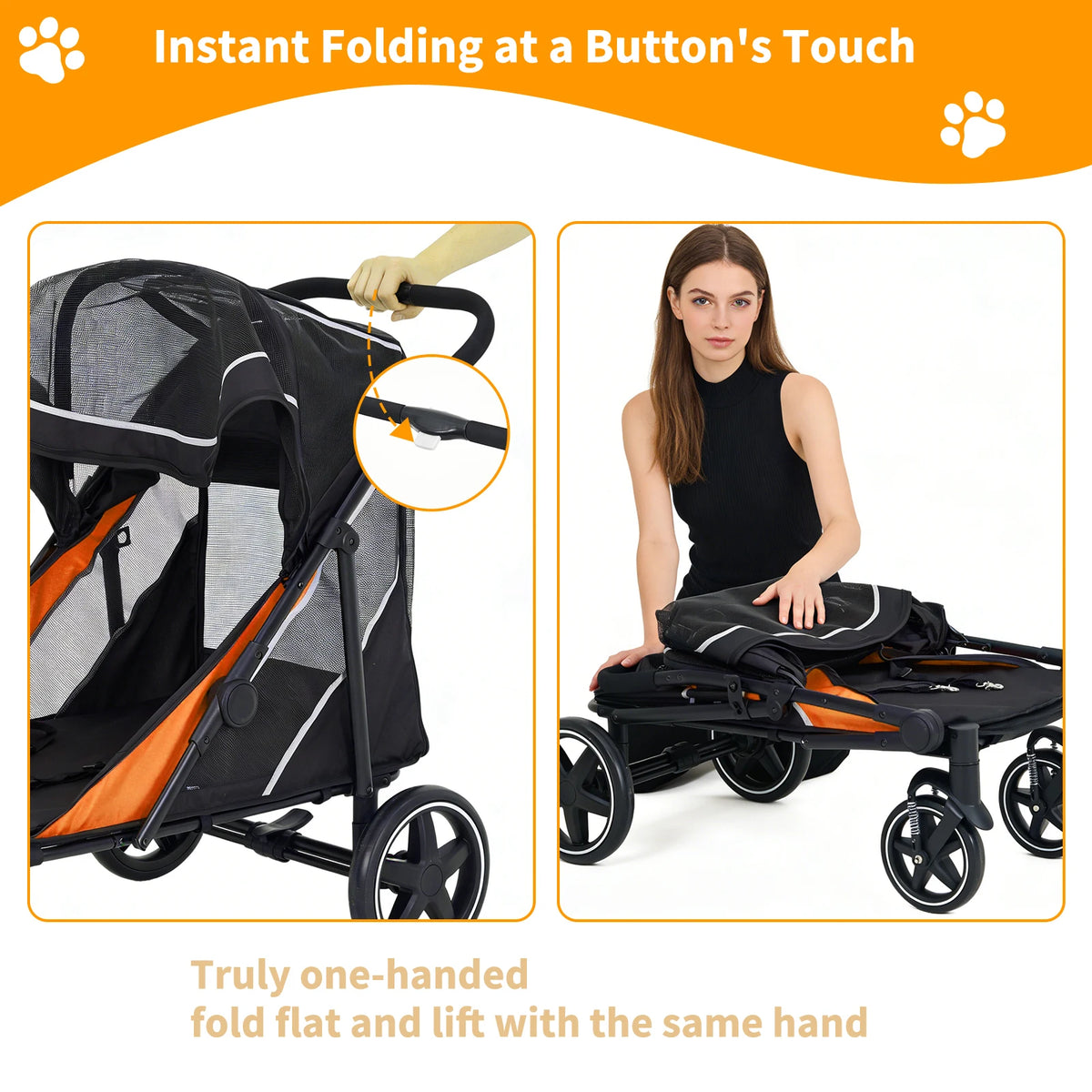 Folding Pet Stroller Four Wheel Dog And Cat Travel Carrier
