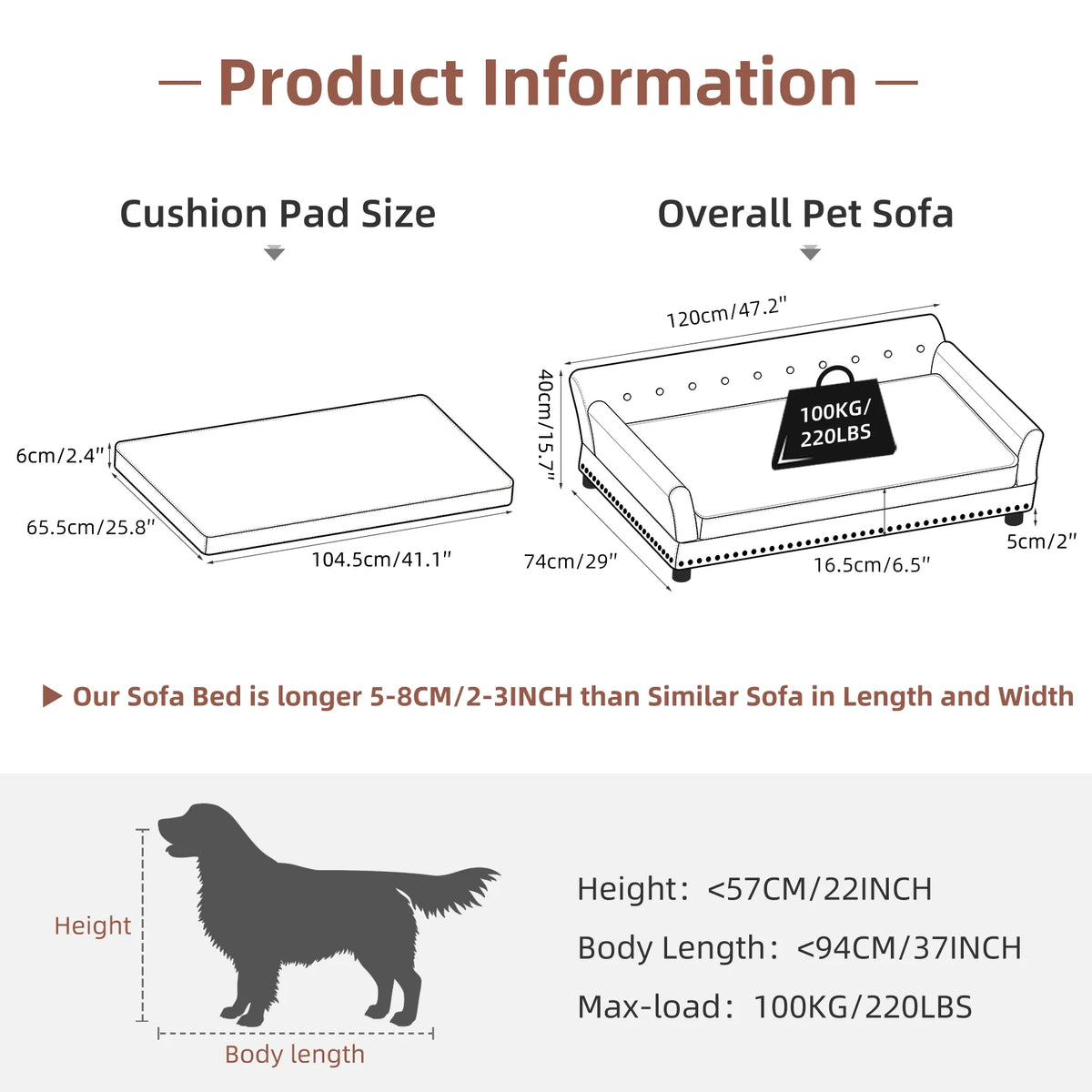 BINGOPAW Elevated Dog Sofa Bed With Waterproof Microfiber Cover